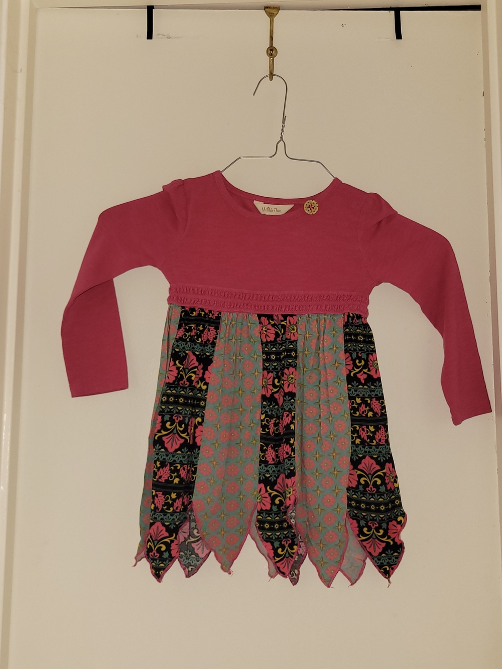 Children's Pink Long-Sleeve Patterned Panel Shirt